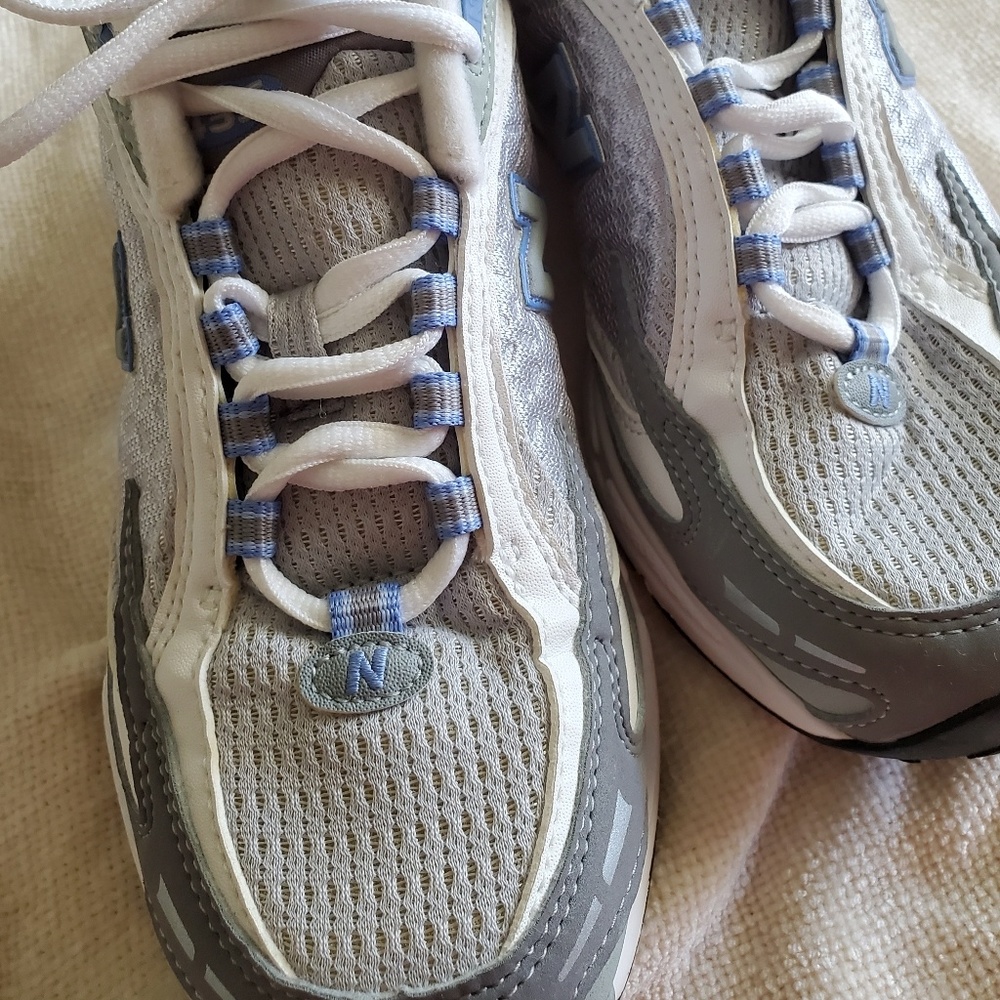 New Balance Grey, White and Silver Tennis Shoes
